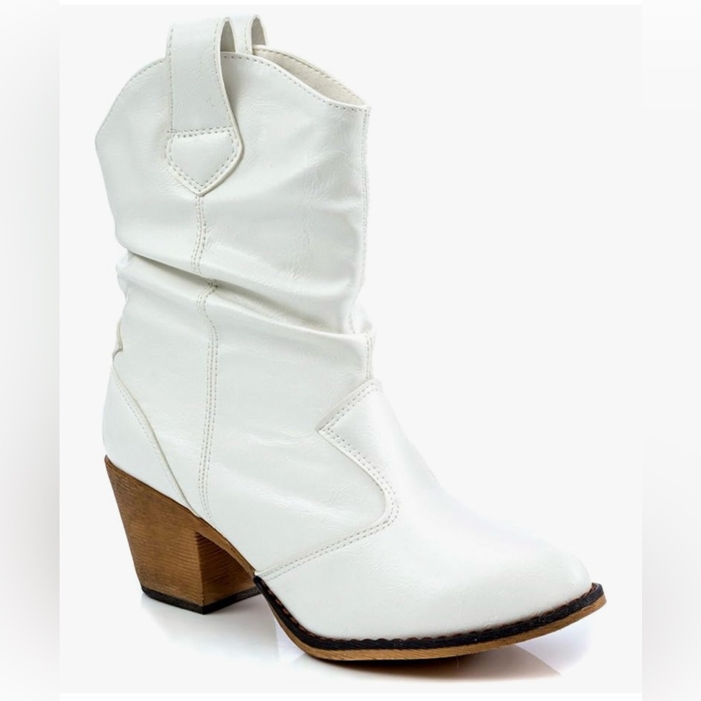 White Western Ankle Boots - Picture 8 of 12